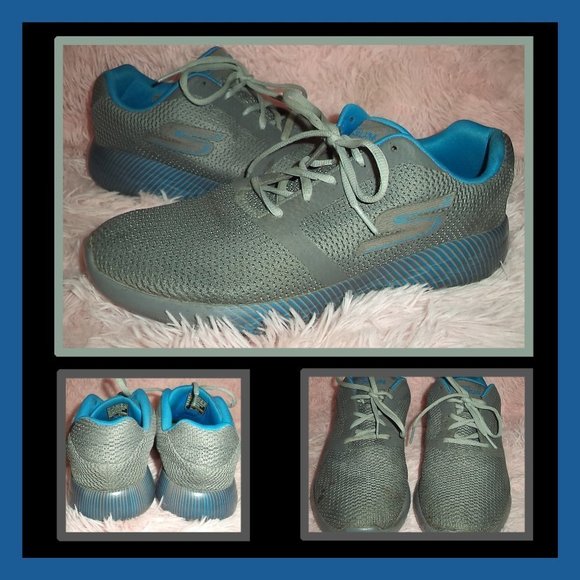 SKECHERS GO RUN 600 SNEAKERS CHARCOAL/BLUE SPECTRA RUNNING SHOES~MENS SIZE 11 - Picture 2 of 7